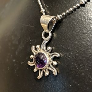 Sunny amethyst sun pendant, in silver